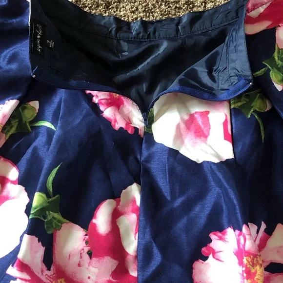 Sequin Hearts Size 9 Blue Floral Formal Skirt - Picture 5 of 6